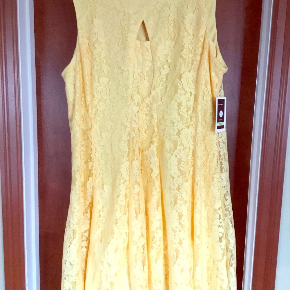Soft yellow lace plus size dress 👗 a-line